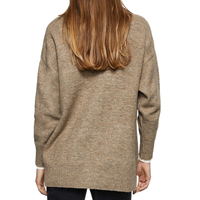 Haute qualité Beige femmes surdimensionné Cardigan doux tricot boutonné laine mélangée côtelé ourlet goutte épaule pull pour les femmes