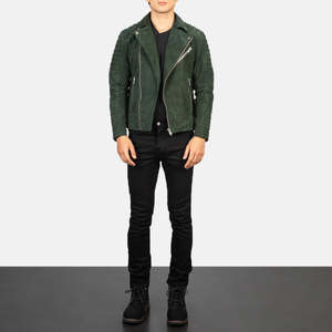 Armand Waterproof <b>Suede</b> Biker <b>Jacket</b>-Genuine <b>Leather</b> Standing Collar Zippered Luxury Design XS Size - Product Image 3