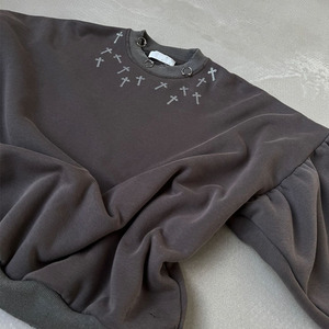 Sudaderas de cuello redondo desgastadas Unisex, peso pesado personalizado 420 Gsm 100% algodón, impresión Digital lavada con ácido para invierno - Product Image 2