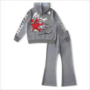 Conjunto Deportivo de 2 Piezas, Pantalones Jogger Anchos y Sudadera con Capucha, Algodón Grueso, Estampado Digital, Ropa Deportiva Urbana - Product Image 2