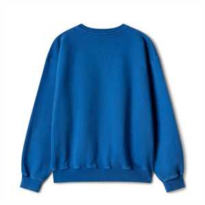 Sudadera de cuello redondo de forro polar sólido y elegante para hombre, 100% algodón, cálida y cómoda para el día a día en invierno, con lavado ácido y apliques, estilo urbano. - Product Image 2