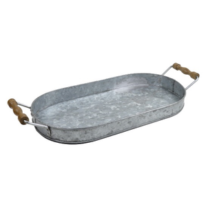 Plateau de service plat ovale en métal galvanisé avec bordure ronde conception de filet Trey fabrication en inde - Product Image 3