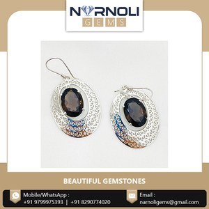 925 <b>Sterling</b> <b>Silver</b> <b>Stud</b> <b>Earrings</b> Faceted Smoky Quartz Cut Brown Gemstones Elegant Minimalist Fine Jewelry Gift Accessory - Product Image 2