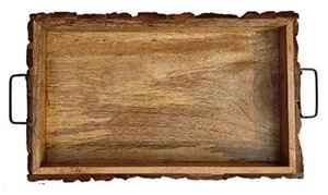 Plateau en bois avec écorce pour la maison et le bar Rangement décoratif Meilleur prix disponible - Product Image 2