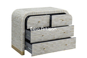 Nouvelle Arrivée Commode Buffet Blanche à 4 Tiroirs avec Incrustations Florales en Nacre, Table de Chevet en Nacre - Product Image 3