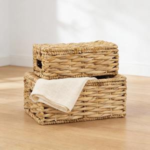 Panier de rangement avec couvercle, lot de 2, panier de rangement fait à la main, vente en gros, écologique, fabriqué au Vietnam - Product Image 1