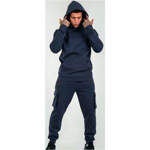 Conjuntos Deportivos de Moda para Hombre, de Dos Piezas, Informales, de Algodón y Poliéster, Transpirables, Estampados, con Capucha, de Color Sólido - Product Image 2