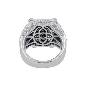Bague rectangulaire en argent avec moissanite de luxe, en argent 925, avec pierres pavées complètes, pour un look audacieux et élégant, bijoux de mode - Product Image 5