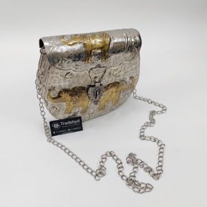 Pochette en mosaïque métallique élégante et exclusive, faite à la main, avec des chaînes de perles, des sangles pour les mariées, les soirées, les sacs à main imperméables - Product Image 4