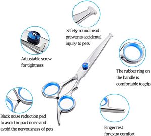 Tijeras para el cuidado del perro, tijeras para el pelo de mascotas con puntas redondas de seguridad de alta resistencia de acero inoxidable de titanio profesional perros gatos mascotas - Product Image 4