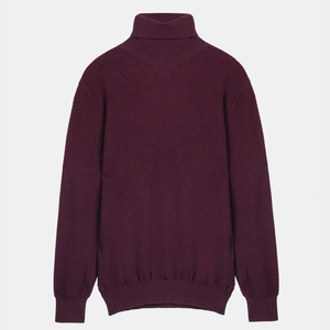 Tùy Chỉnh Người Đàn Ông Của Rùa Cổ Kết Cấu Áo Len Maroon & Ánh Sáng Kaki Rắn Mô Hình Thoáng Khí Chống Thu Nhỏ Phía Trước Logo 100% Cotton - Product Image 1