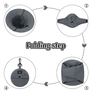 หมวกทรงจีบชาวประมงกลางแจ้งสำหรับทุกเพศหมวกซาฟารีกันน้ำและบรรจุได้พร้อมเชือกสำหรับการเดินป่าป้องกันแสงแดด - Product Image 5
