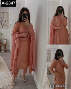 Traje indio tradicional listo para usar Faux Georgette Salwar Kameez con Dupatta con el precio más bajo Kurtis Bottom y Dupatta Set - Product Image 2