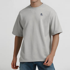 T-shirt pour homme en coton et fibre de bambou de haute qualité, couleur unie, surdimensionné, lourd, vintage, taille plus, respirant, uni - Product Image 3