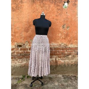 กระโปรงทรงหลวมสไตล์โบฮีเมียนสำหรับผู้หญิงชุดแม็กซี่ผ้าฝ้ายสีขาวชุดยาวพิมพ์ลายสองยางอินเดียระบายอากาศได้ดีเป็นธรรมชาติสำหรับฤดูใบไม้ร่วง - Product Image 5