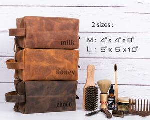 Trousse de toilette vintage en cuir personnalisée avec fermeture à glissière, trousse à raser personnalisée, sac à main pour lui, TYG-0037 cadeau - Product Image 4