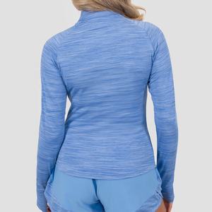 Alta calidad personalizable poliéster Zip up invierno Color sólido elástico gimnasio entrenamiento Yoga gimnasio chaqueta Mujer - Product Image 5