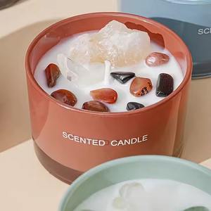 H.M.A artisanat pot en verre blanc artistique avec intérieur doré fait à la main 100% pot de cire de bougie bio pour Diwali et Pâques en gros - Product Image 6