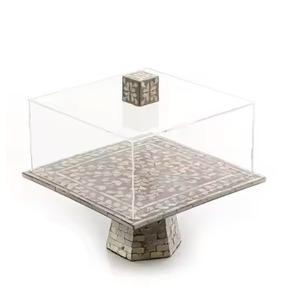 Vente chaude en forme de carré acrylique Dessert serveur présentoir nacre couvercle supérieur pour servir des gâteaux et des pâtisseries - Product Image 4