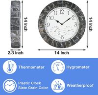 Jam Dinding Gaya Rustic 14 inci dengan Termometer dan Higrometer, Gaya Vintage untuk Dalam dan Luar Ruangan