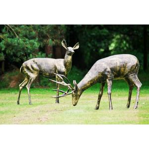 Sentado y de pie Latón Antiguo Reno Escultura Latón Ciervo Estatuilla Adornos de Navidad Decoración del hogar Suministros para eventos - Product Image 3