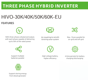 TTNERGY 60kW HIVO-60K--EU Onduleur hybride photovoltaïque triphasé à batterie au plomb-acide unique certifié IEC - Product Image 2