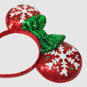 Bandeau Minnie Licencié pour Enfants - Couleurs de Noël - Accessoire Cheveux pour Fête d'Anniversaire et Parc à Thème - Commande Directe Usine - Product Image 1