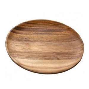 Plato de madera 100% Natural para vajilla, plato de tamaño personalizado con forma redonda para hogar, Hotel, restaurante, fiestas de boda - Product Image 1