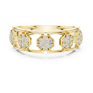Bague de fiançailles en or jaune 14 carats avec diamant rond de laboratoire pour femmes |   Nouveau diamant cultivé - Product Image 1