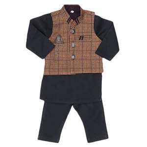 Traje Shalwar con Chaleco para Niños - Marrón - Product Image 3
