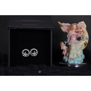 NOVAMART Fine SILVERINGS 925 STERLING FIONA <b>EARRINGS</b> White Gold Rose <b>Studs</b> Diamond Agate Ruby Butterfly Flower Pattern 18K Mater - Product Image 2