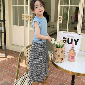 CONTIKIDS SP351 Pantalones casuales de pierna ancha negros de longitud completa Mezcla de algodón para niñas de verano - Product Image 5