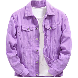 เสื้อแจ็กเก็ตผ้าเดนิมสำหรับผู้ชายใหม่เสื้อแจ็กเก็ตยีนส์ดีไซน์ตามสั่ง - Product Image 1