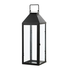 Modern Black Metal and Glass Indoor/Outdoor Wedding <b>Lantern</b> Christmas Decorative <b>Candle</b> and Pillar <b>Holder</b> for Home Garden - Product Image 2