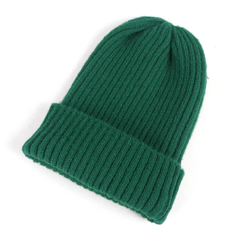 Winter Fashion Headgear Solid Color High Quality Cashmere Knitted Twisted Soft Warm Beanie Hats Adult Casual Women Skull Caps