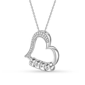 Jeulia Custom Family <b>Name</b> Heart Necklace Hollow Out Silver Link <b>Chain</b> - Product Image 2