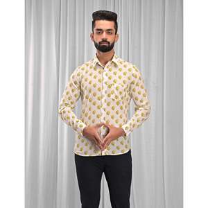 Chemise décontractée pour homme en coton imprimé à manches longues, respirante, en popeline ou tissu Oxford, motif floral ou à pois, offre ODM - Product Image 1