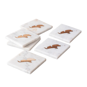 ที่รองแก้วทองเหลืองหินอ่อนธรรมชาติสีทองทำด้วยมือสุดหรูสำหรับทองเหลืองรูปหัวใจดีไซน์หรูหรา - Product Image 5