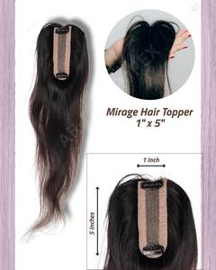 1x5 Base en soie Topper Premium Quality Remy Hair Extension 100% Tangle-Free Natural Brown and Black Indian Hair - Product Image 5
