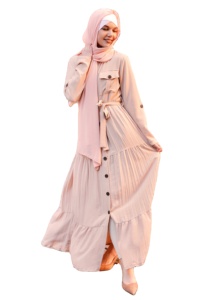 Conjunto de Abaya Abierta para Mujer, Diseño Modesto, Color Sólido, Venta al Por Mayor, Ropa Islámica con Encaje - Product Image 2