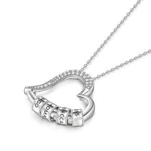 Jeulia Custom Family <b>Name</b> Heart Necklace Hollow Out Silver Link <b>Chain</b> - Product Image 3