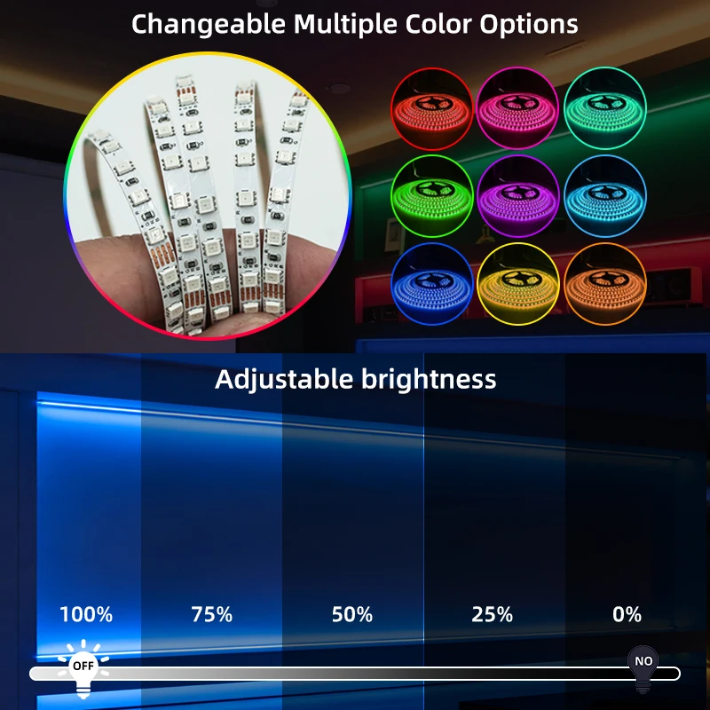 Smart RGB Strip Lights 60,120LEDs 12V 24V Optional 5mm 8mm 10mm Copper PCB With App WiFi Control For Home,Gaming,Bar · image 3