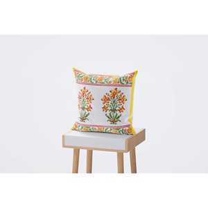 Housse de coussin en coton jaune paisley imprimé bloc Rajasthani fait à la main ensemble de 5 pièces - Product Image 2