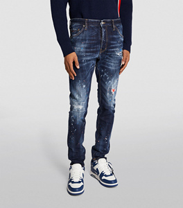 Estilo Hip Hop Streetwear Wide Led Straight Slim Fit Denim Pantalones para hombres de moda Vintage Color azul Pantalones desgastados - Product Image 3