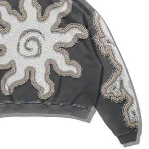 OEM Custom Streetwear Manufacturer 100% Cotton Drop Shoulder Oversized Distressed Sun Faded <b>Hoodie</b> for Men - Product Image 3