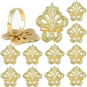 แหวนผ้าเช็ดปากแบบเนื้อแข็งใช้ซ้ำได้แหวนแต่งงานออกแบบลายดอกไม้หรูหรา - Product Image 6