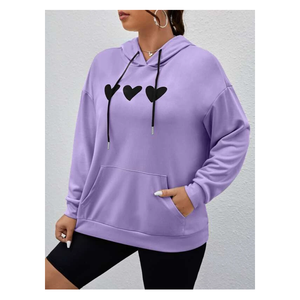 เสื้อกันหนาวแขนยาวผ้าโพลีเอสเตอร์/ ผ้าฝ้ายสำหรับผู้หญิงเสื้อกันหนาวมีฮู้ดซิปรูดแบบกำหนดโลโก้ได้เองสีม่วง80/20 - Product Image 5