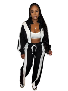 Ensemble de survêtement décontracté pour femmes, automne, polyester/nylon, velours, nylon, motif uni, coupe-vent, respirant - Product Image 3