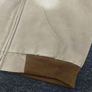 Vêtement à fermeture éclair, veste en jean vintage, tissu 100% coton, lavage à l'acide, coupe ample, style boxy, sweat-shirt court délavé, homme - Product Image 4