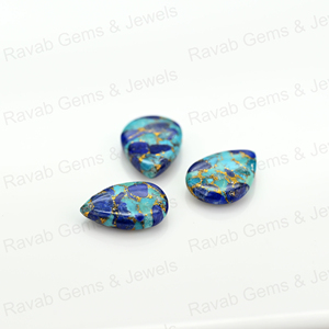 Piedra Preciosa de Cabujón en Forma de Pera de Lapislázuli Mohave y Turquesa de Cobre de 16x22 mm, Pulida a Mano, para la Elaboración de Joyas - Product Image 2